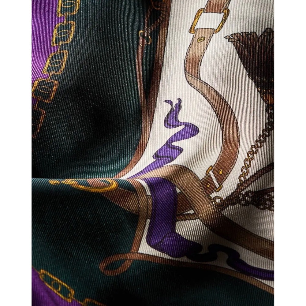 Veronica Beard Silk Blend Strapless Maxi Dress Chain Scarf Print Purple Green 4 - Picture 4 of 10
